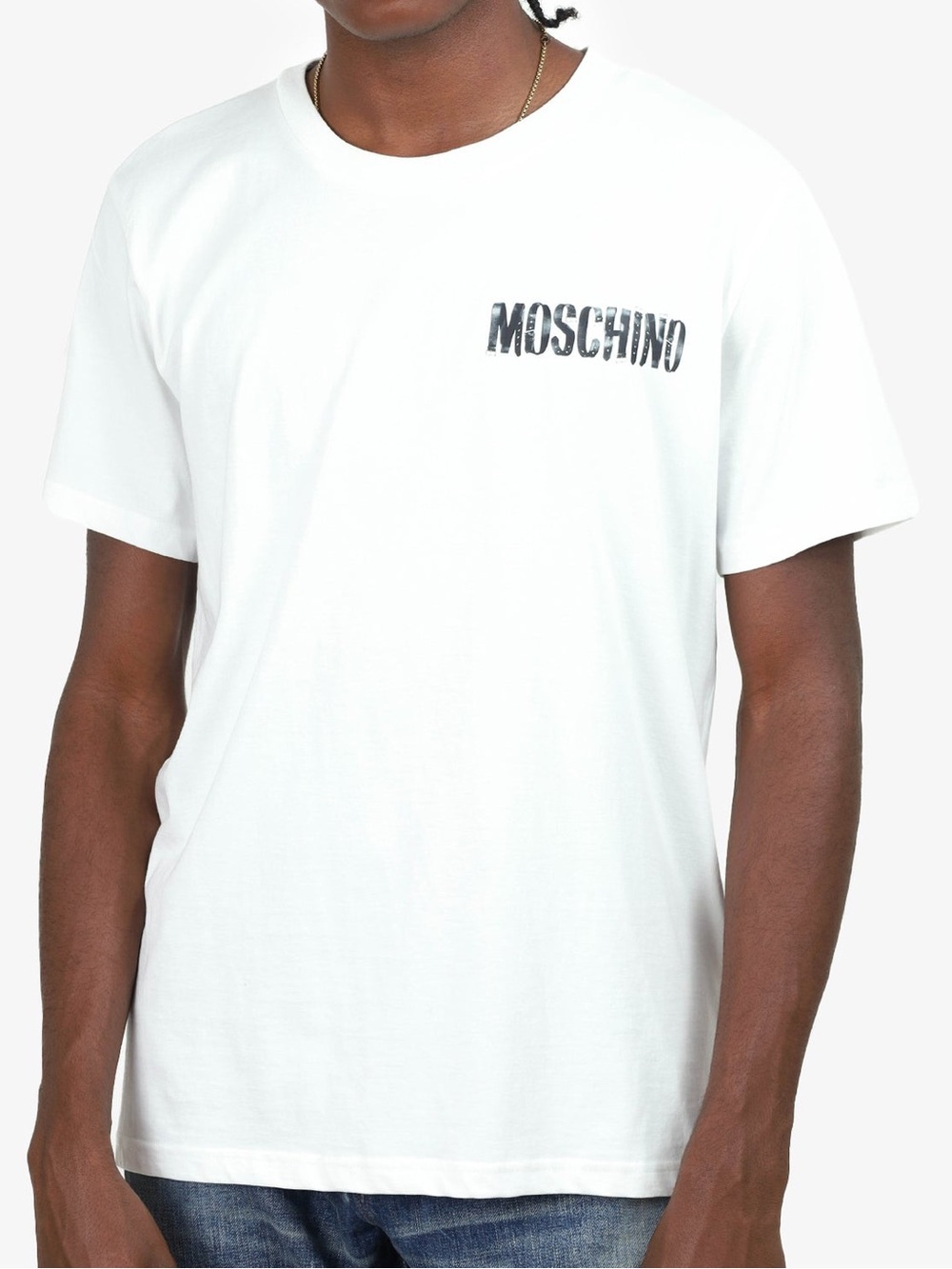 Moschino White Logo Crewneck T-Shirt for Men size L